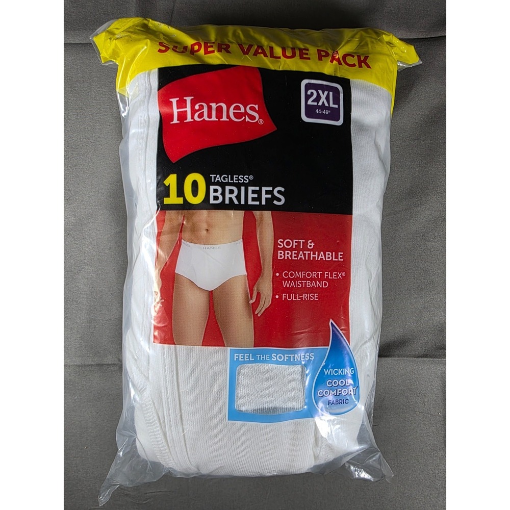 Hanes Men Brief 10-Pack Comfort Flex Waistband White Size 2XL